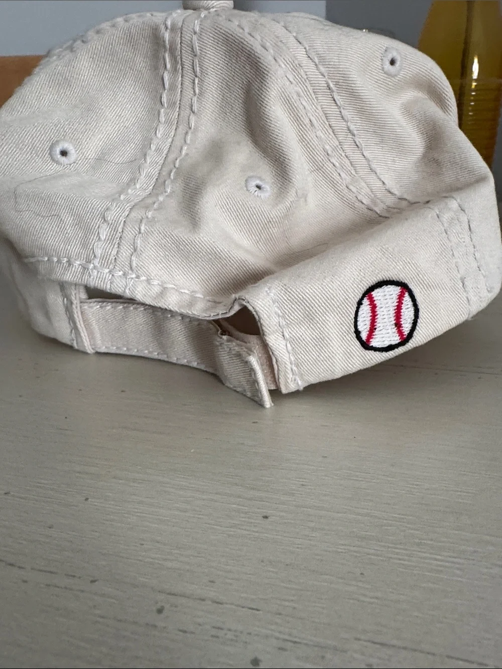 Baseball Mom Hat - Cream with Teal & Pink Embroidery